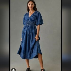Anthropologie Denim Blue Midi Dress